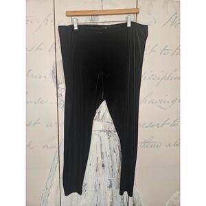 Eileen Fisher Womens XL Black Velvet Stretch Leggings High Rise Pull On Pants